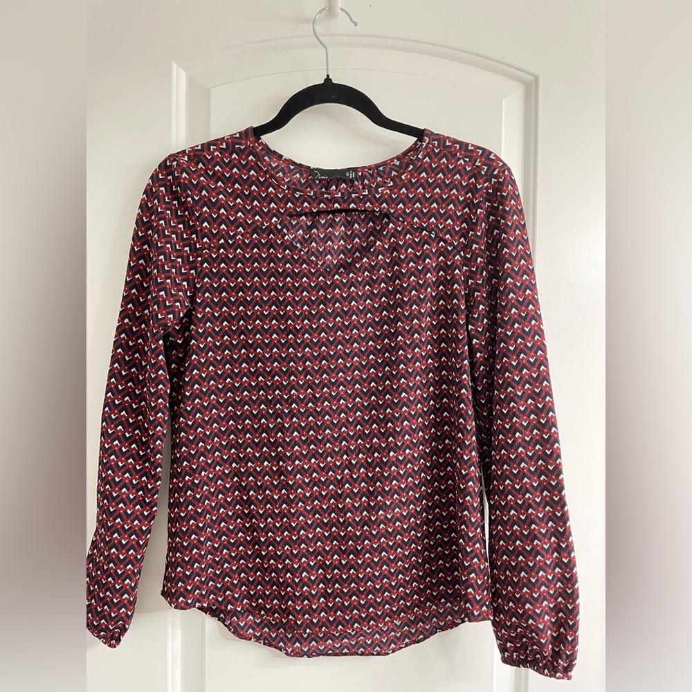 Noir Burgundy Geometric Patterned Top XS